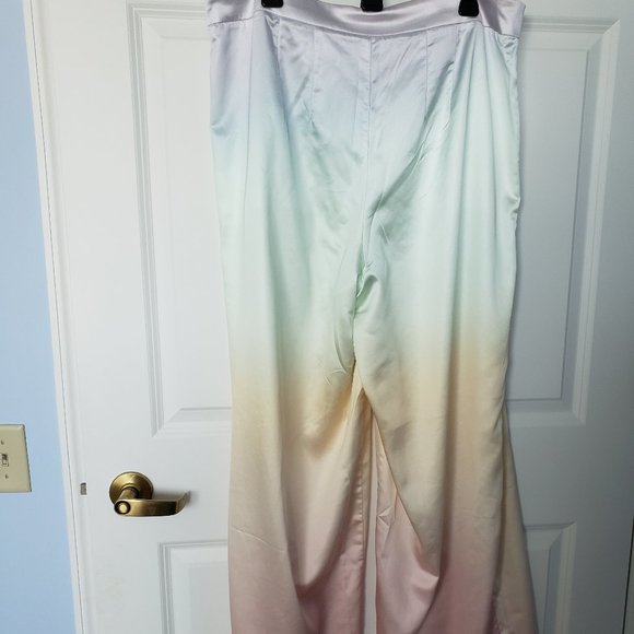 Eloquii Wide Leg Ombre Prism Satin Pants - Picture 2 of 9